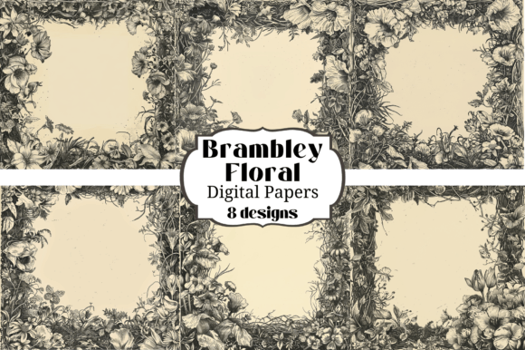 8 Brambly Floral Digital Paper Backgrounds for Your Projects