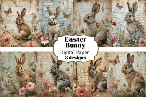 8 Easter Bunny & Flowers Backgrounds: Your Digital Crafting Foundation