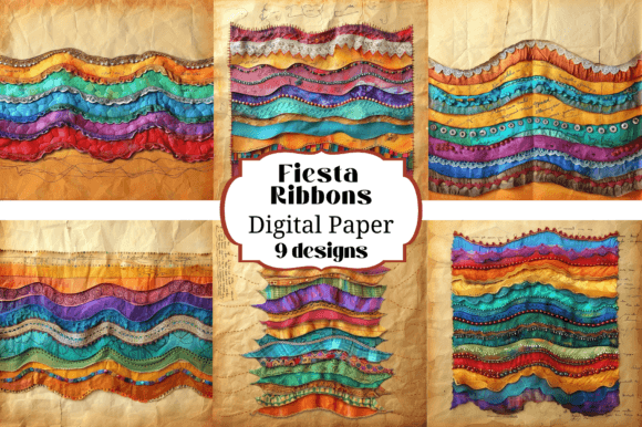 9 Colorful Fiesta Ribbon Backgrounds: Vibrant Design Assets