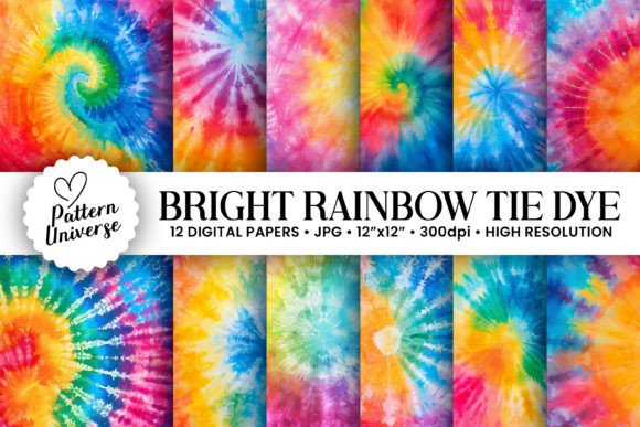 Bright Tie Dye Digital Paper Backgrounds for Modern Designers