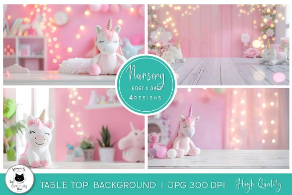 Charming Unicorn Nursery Table Top Backgrounds for Crafters