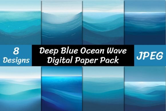 Deep Blue Ocean Wave Backgrounds: Digital Papers for Design