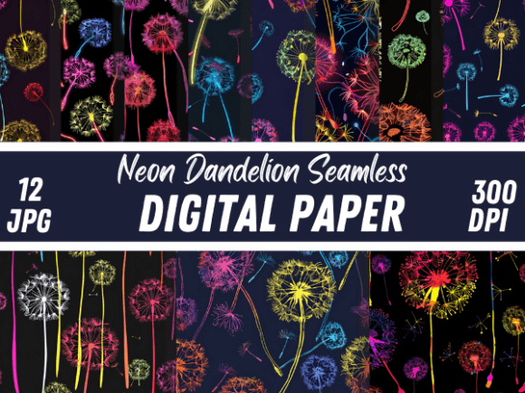 Disco Neon Dandelion Bright Backgrounds