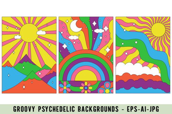 Dive into the Groovy Psychedelic Backgrounds Set