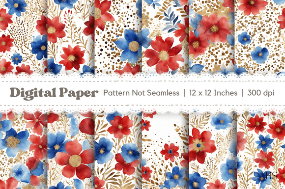 Elevate Independence Day Projects with Gold Floral Patterns