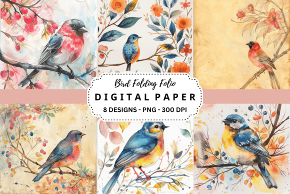 Elevate Your Projects with Bird Folding Folio Digital Backgrounds