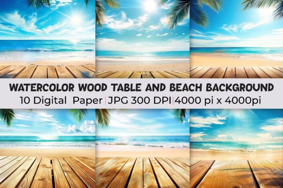 Elevate Your Projects: Wood Table and Beach Backgrounds