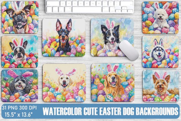 Enchanting Watercolor Easter Dog Backgrounds for Projects