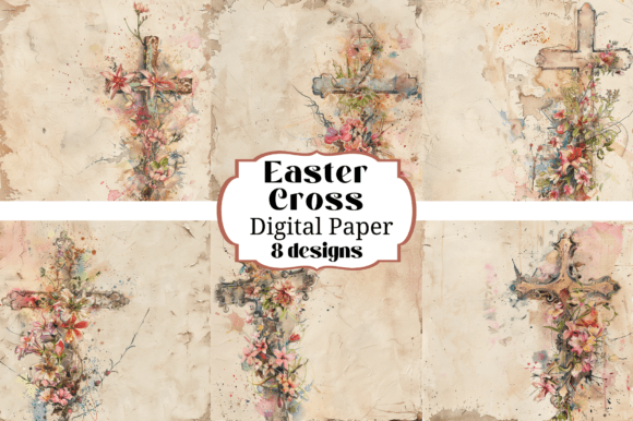 Floral Watercolor Cross Backgrounds for Artistic Projects