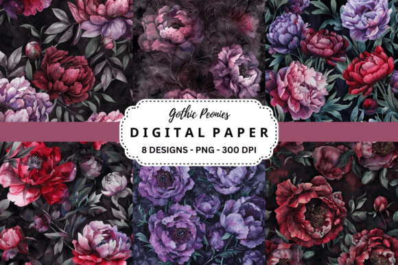 Gothic Peonies Backgrounds: Dark Elegance for Modern Projects