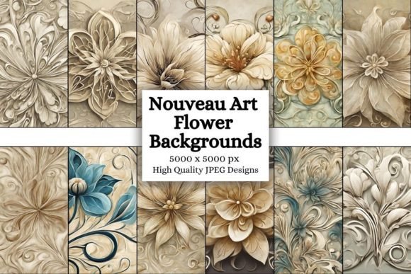 Nouveau Art Flower Backgrounds: Timeless Elegance for Modern Design