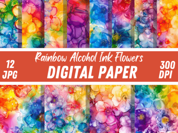 Rainbow Alcohol Ink Flowers: A Designer's Digital Toolkit