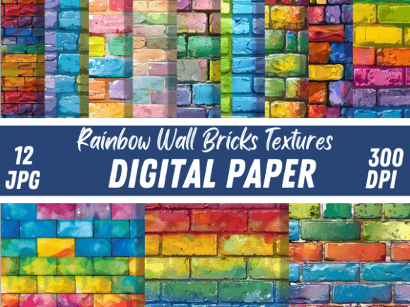 Rainbow Wall Bricks Texture Backgrounds for Creative Projects