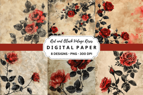 The Power of Red and Black Vintage Roses Backgrounds