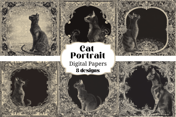 Timeless Elegance: Using Cat Portrait Digital Papers Backgrounds