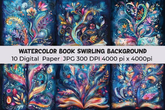 Unleash Creativity with Watercolor Book Swirling Backgrounds