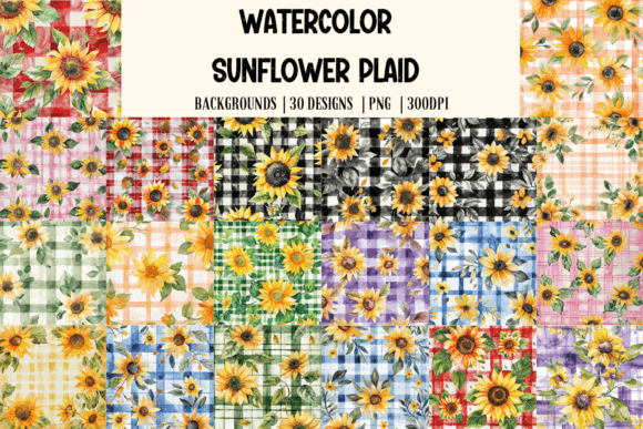 Watercolor Sunflower Plaid Backgrounds: A Designer's Toolkit